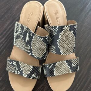 Madewell Leather Snake Print Mules